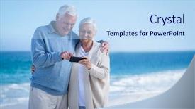  Presentation with cute math for kids - Beautiful PPT theme featuring elderly vacation - cute mature couple looking backdrop and a sky blue colored foreground