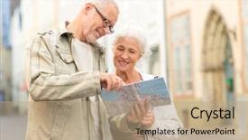  Presentation with family tourism - Amazing theme having elderly vacation - family age tourism travel backdrop and a coral colored foreground