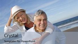  Presentation with black couple having fun - Amazing slides having elderly vacation - portrait of cheerful senior couple backdrop and a light blue colored foreground