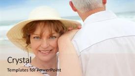  Presentation with senior couple - Amazing slide set having elderly vacation - portrait of happy senior couple backdrop and a  colored foreground