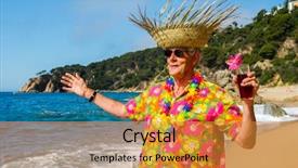  Presentation with cocktail - Theme featuring elderly vacation - senior man with cocktail drink background and a  colored foreground