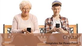  Presentation with elderly - Presentation theme consisting of elderly-woman-and-a-male background and a coral colored foreground