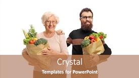  Presentation with grocery - Colorful presentation enhanced with elderly-woman-and-a-younger backdrop and a coral colored foreground