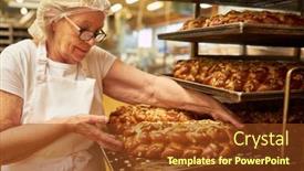  Presentation with elderly - Slide deck consisting of elderly-woman-as-a-baker background and a tawny brown colored foreground