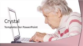  Presentation with elderly - Audience pleasing theme consisting of elderly woman at the computer backdrop and a white colored foreground