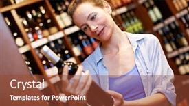  Presentation with bottle red wine - Cool new slides with elderly-woman-buys-a-bottle backdrop and a tawny brown colored foreground