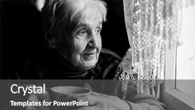  Presentation with high tea - Amazing PPT theme having elderly woman drinking tea looking backdrop and a dark gray colored foreground