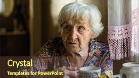  Presentation with elderly woman in nursing - Slides having elderly woman drinking tea sitting background and a tawny brown colored foreground