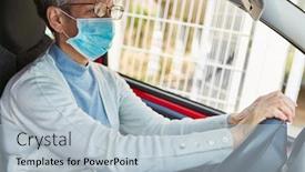  Presentation with epidemic - PPT theme featuring elderly-woman-driving-a-car background and a light blue colored foreground