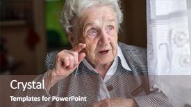  Presentation with elderly - Theme with elderly woman enthusiastically says gesturing background and a tawny brown colored foreground