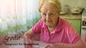  Presentation with utility - Cool new slides with elderly woman fills the bill backdrop and a violet colored foreground