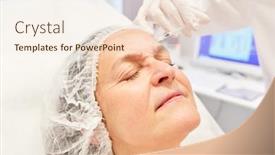  Presentation with acid - Presentation design consisting of elderly-woman-gets-an-injection background and a cream colored foreground