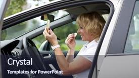  Presentation with makeup brushes and make up - Theme enhanced with elderly woman gets himself makeup background and a wine colored foreground