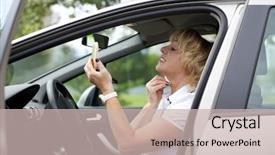  Presentation with elderly woman in nursing - Slide deck consisting of elderly woman gets himself makeup background and a soft green colored foreground