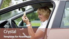  Presentation with makeup - Slide deck featuring elderly woman gets himself makeup background and a coral colored foreground