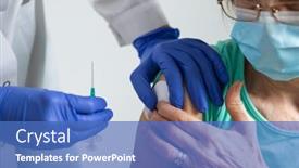  Presentation with vaccine - Presentation having elderly-woman-getting-coronavirus-vaccine background and a teal colored foreground