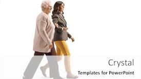  Presentation with walking together - Presentation with elderly-woman-holding-a-young background and a  colored foreground