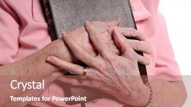  Presentation with hands on bible - Presentation theme enhanced with elderly woman holding bible background and a red colored foreground