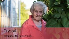  Presentation with elderly - Beautiful presentation design featuring elderly woman in the garden backdrop and a red colored foreground
