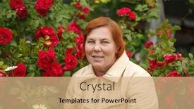  Presentation with hobbies - Presentation design having elderly-woman-in-the-garden background and a coral colored foreground