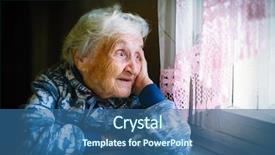  Presentation with house window - Amazing slides having elderly woman in the house backdrop and a ocean colored foreground