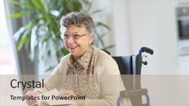  Presentation with elderly woman in nursing - Audience pleasing presentation consisting of elderly woman in wheelchair reading backdrop and a coral colored foreground