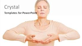  Presentation with breathing - Audience pleasing theme consisting of elderly-woman-inhaling-and-exhaling backdrop and a sky blue colored foreground