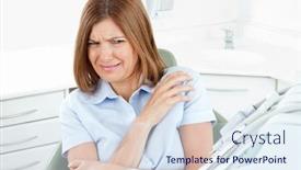  Presentation with dentist - Beautiful presentation theme featuring elderly-woman-is-afraid backdrop and a sky blue colored foreground