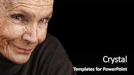  Presentation with elderly woman in nursing - Beautiful PPT layouts featuring elderly woman isolated on black backdrop and a  colored foreground