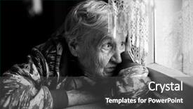  Presentation with dementia - Beautiful slide deck featuring elderly woman looks wistfully backdrop and a dark gray colored foreground