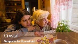  Presentation with elderly home - Beautiful presentation design featuring elderly-woman-looks backdrop and a red colored foreground