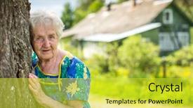  Presentation with rural home - Slides with elderly woman near her rural home background and a yellow colored foreground