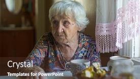  Presentation with pensioner - Audience pleasing PPT layouts consisting of elderly-woman-pensioner-sitting backdrop and a tawny brown colored foreground