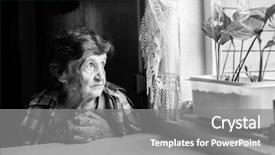  Presentation with elderly depression - Audience pleasing PPT theme consisting of elderly woman pining backdrop and a gray colored foreground