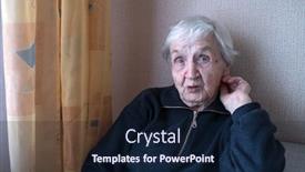  Presentation with pensioner - Amazing slide deck having elderly-woman-portrait-near-window backdrop and a navy blue colored foreground