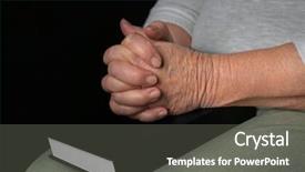 Presentation with woman praying over bible - Audience pleasing slide deck consisting of elderly woman praying over bible backdrop and a gray colored foreground
