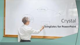  Presentation with professor - PPT theme with elderly-woman-professor background and a sky blue colored foreground