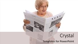  Presentation with elderly woman in nursing - Theme enhanced with elderly woman reading a newspaper background and a light gray colored foreground