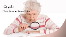  Presentation with elderly woman in nursing - Colorful slide deck enhanced with elderly woman reads the book backdrop and a sky blue colored foreground