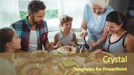  Presentation with elderly home - PPT layouts consisting of elderly woman serving meal background and a coral colored foreground