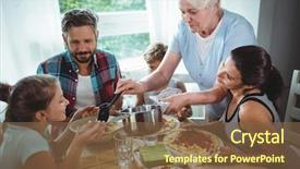  Presentation with elderly home - Presentation theme having elderly woman serving meal background and a tawny brown colored foreground