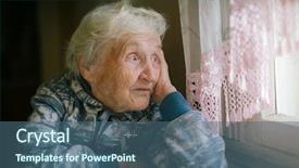  Presentation with dementia - Cool new slide deck with elderly woman sitting backdrop and a ocean colored foreground