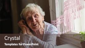  Presentation with elderly - Slides consisting of elderly-woman-sitting background and a tawny brown colored foreground