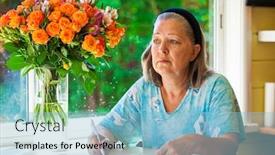  Presentation with veranda - Amazing PPT layouts having elderly-woman-sitting backdrop and a light blue colored foreground