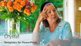  Presentation with veranda - Slide deck consisting of elderly-woman-sitting background and a light blue colored foreground