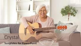  Presentation with elderly home - Theme enhanced with elderly-woman-sitting background and a coral colored foreground