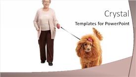  Presentation with poodle - PPT layouts enhanced with elderly-woman-smiling-and-walking background and a white colored foreground