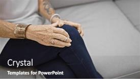  Presentation with knee-pain - PPT theme featuring elderly-woman-suffering-tremendous-knee and a wine colored foreground