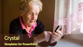  Presentation with elderly woman in nursing - Theme with elderly woman typing background and a tawny brown colored foreground