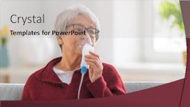  Presentation with diseases - Beautiful slides featuring elderly-woman-using-inhaler backdrop and a light gray colored foreground